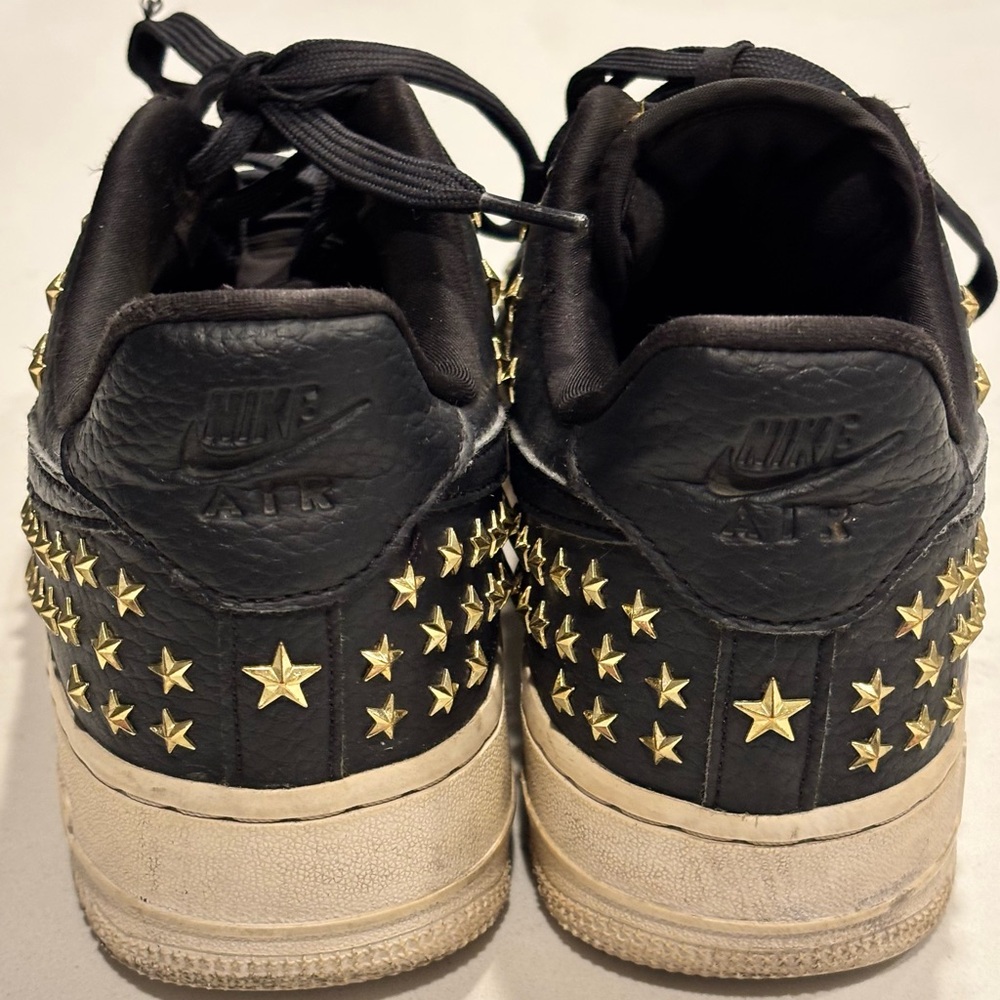 Nike Air Force 1 07 XX GOLD Low Star Studded Black & White Sneakers - Women’s 7 - Picture 6 of 14